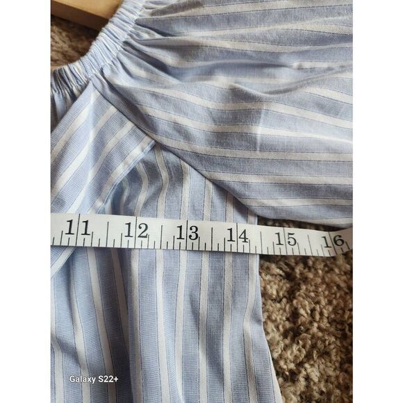 +13 Carole Christian blue n white stripe  blouse with front tie NWT - Picture 6 of 9